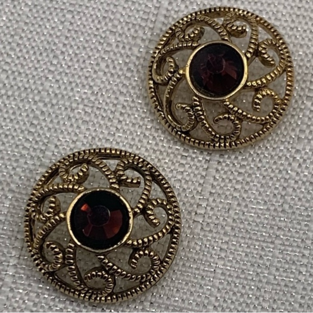💗GOLD & GARNET - Matching Snap Button Charms - Ginger Snaps & Co. Set of 2